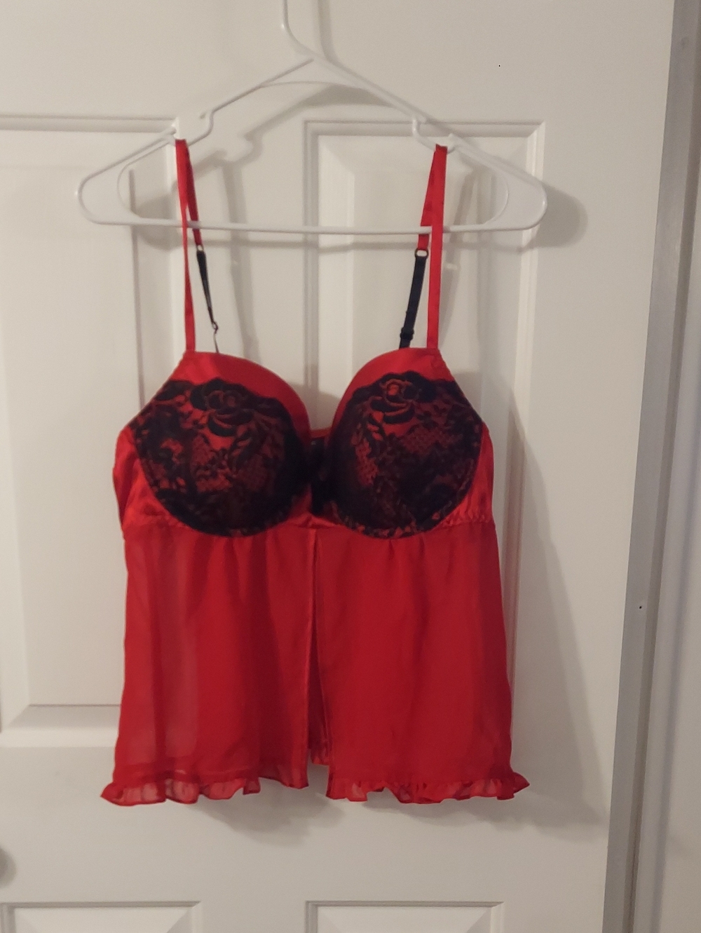 Apt. 9 Red Babydoll Chemise with Black Lace Cups